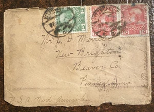 190? Austrian 25 Heller (2 Tens and 1 five) Cover to New Brighton, PA - Picture 1 of 2