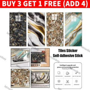 PVC 3D Marble Tiles Wall Sticker Self-Adhesive Stick On Kitchen Bathroom Decor - Picture 1 of 128