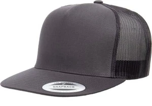 YP Classics Flat Bill Trucker Cap Yupoong Meshback Snapback Hat 6006 5-Panel - Picture 1 of 80