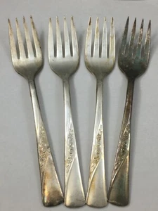 4 Vintage Revelation Silver Plate Salad Fork 6" Flatware - Picture 1 of 4