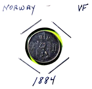1884 Norway 1 "On"e Ore World Norwegian Coin Oscar II Øre - Picture 1 of 3