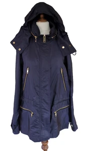 Burberry Womens Rain Jacket NWOT UK 12 IT 44 USA 10 M Lightweight Blue Hood - Picture 1 of 13