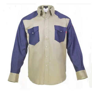 Flame Resistant Work Shirt FRC - 88/12 Cotton blend, 7 oz, Western Style 2-tone - Picture 1 of 23