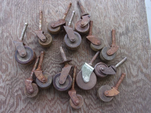 14 Antique Assorted Wooden Wood Wheels Salvaged Cover