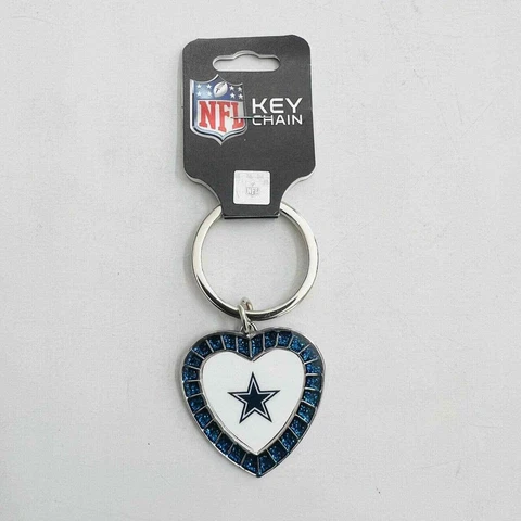 New NFL Dallas Cowboys Metal Rhinestone Heart Keychain Rico Industries Cover