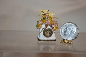 Miniature Dollhouse Maria Heredia Victoria Guerbos Birds & Flowers Mantel Clock - Picture 1 of 9