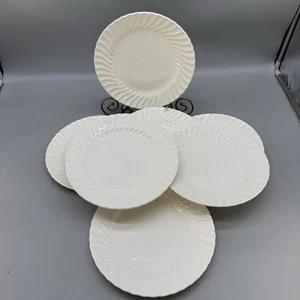 Set Of 7 Midcentury Scio USA Cream Swirl 10" Dinner Plates Vintage Scallop Edge - Picture 1 of 12