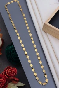 Coin Mala Gold Plated Necklace Indian Kundan Bridal Wedding Jewellery 30” UK - Picture 1 of 2