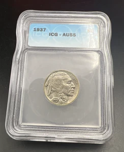 1937 5c Buffalo Nickel Coin ICG AU55 About Unc Certified - Picture 1 of 8