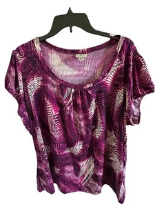 Damen Worthington Bluse Top Größe 2X Kurzarm Lila Grau Rosa - Bild 1 von 7