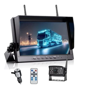 Wireless 10.1" DVR 4-Segment Monitor + 1080P Backup Rear View Camera Truck RV - Picture 1 of 13