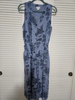 Liz Claiborne Belted Dress With Pockets Size L,  READ WHOLE DESCRIPTION - Image 1 of 4