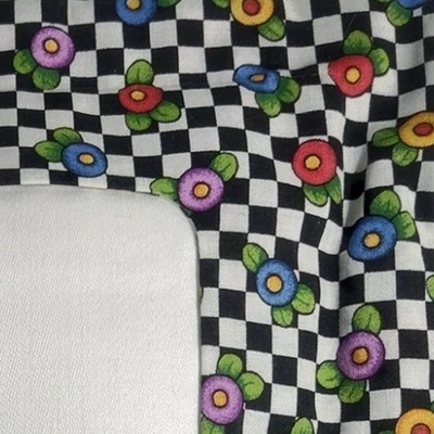 Stitch A Gift Best Friends Cross Stitch Fried Egg Flowers & Checks Pillow  - Image 1 of 4