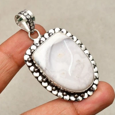 Ciondolo gioiello fatto a mano in argento sterling 925 con pietra opale... - Immagine 1 di 4