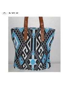 Lovestitch schwarz türkis blau elfenbein Print Bohemian Boho Handtasche Tasche - Bild 1 von 5