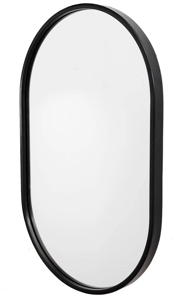 Oval Vanity Wall Mirror Modern Black Iron Frame 20" Wide for Bathroom Bedroom - Image 1 of 1
