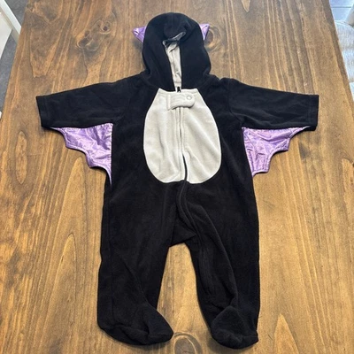 Just One You Carter's Bat Halloween Costume Infant to 3 Months Black Purple Zip - Image 1 of 4