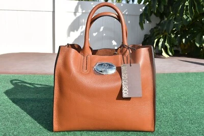 Brand New Roberto Cavalli Brown Leather Handbag Purse Mint Condition GSB003PZ241 - Image 1 of 4