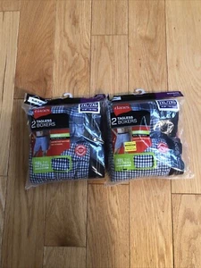 Paquete de 2 boxeadores Hanes sin etiquetas para hombre 2XL -2 paquetes - 4 boxeadores nuevos en total a cuadros azules - Imagen 1 de 5