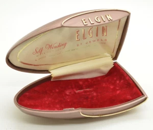Vintage Elgin Watch Clamshell Art Deco Atomic Space MCM Asymmetrical Box Case - Picture 1 of 8
