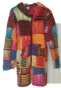 GREATER GOOD NETWORK Boho Patchwork Coat with Hood 100% Cotton s/m - Picture 1 of 4