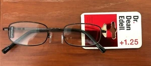 DR DEAN EDELL TITANIUM READING GLASSES +1.25 BLACK FRAME SPRING HINGES LIGHT YES - Picture 1 of 1