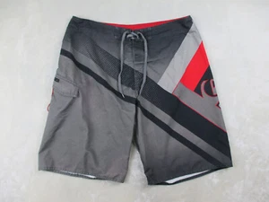 Quiksilver Swim Trunks Mens 38 Gray Black Board Shorts Bathing Suit Y2K* - Picture 1 of 14