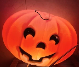 Vintage Halloween Soffiaggio Stampo Illumina Jack O' Lanterna Zucca Piatto Finestra Appeso - Foto 1 di 2