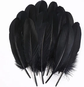 Plumas artesanales negras a granel - 120 piezas plumas de ganso reales de 6-8 pulgadas para hágalo usted mismo Hallowee - Imagen 1 de 12