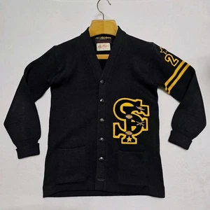 Vtg 70s Mattsons Knit Cardigan Sweater Men M California Varsity Letterman Chunky - Picture 1 of 16
