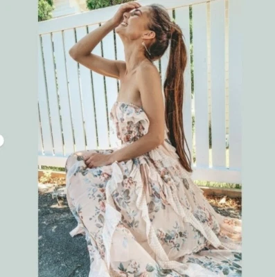 Vestido IMMERMANN Midi Talla 0 AU 8 US 4 UK 8 FR 36 BOWIE CASCADA ROSA con cinturón Foto 1 de 4