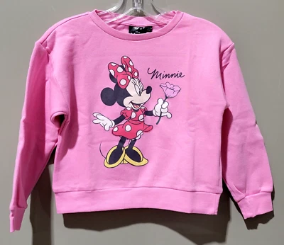 Disney Minnie Mouse Girls' Pink Fleece Crewneck Sweatshirt --Size Medium 7/8 - Image 1 of 4