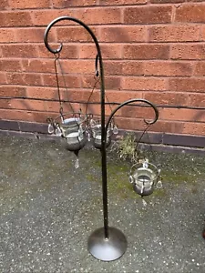 LARGE TEA LIGHT / VOTIVE HOLDER / 3 ARM DISPLAY 28” TALL - Picture 1 of 12