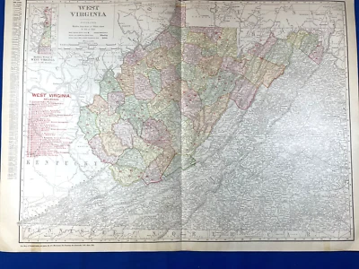 Mapa a color 1906 Virginia Occidental 28x 20,5" llave de ferrocarril, ADAMS Express, Cumberland Foto 1 de 4