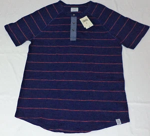 Neu mit Etikett Lucky Brand kurzärmliges blau & rot gestreiftes geknöpftes Oberteil Shirt M, L, XL L1944 - Bild 1 von 6