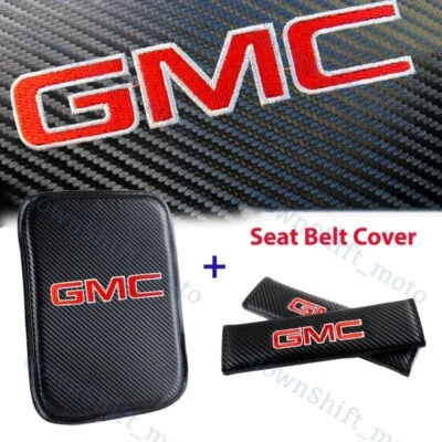 Embroidery For GMC Center Armrest Cushion Mat Pad w/ Seat Belt Cover Set New - Image 1 of 4