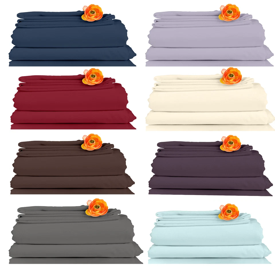 Bed Sheet Set 4 Piece 1800 CT Egyptian Comfort Feel Deep Pocket Hotel Bed Sheets