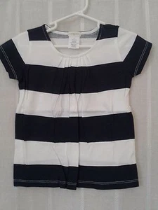 Girl's J Crew Crewcuts Short Sleeve Blue and White Stripe T Shirt Sz 3, 4-5 - Picture 1 of 2