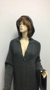 Oats Cashmere gray hooded extra long knitted coat duster NWT size M - Picture 1 of 4