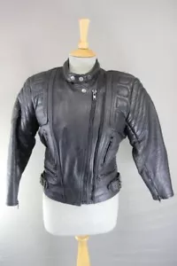 AKITO MERCURY PLUS BLACK LEATHER BIKER JACKET WITH BACK PROTECTOR: SIZE 12 - Picture 1 of 9