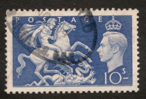 1951 Great Britain Sc# 288 - 10 Shillings KGVI Dragon Slayer. Used stamp Cv$8 - Picture 1 of 1