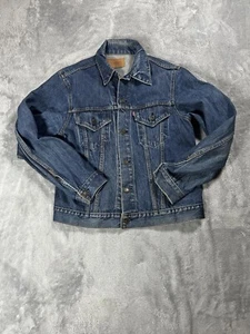Vintage Levis Denim Jacket Womens 38? Blue Trucker Made In USA Red Tab - Picture 1 of 12