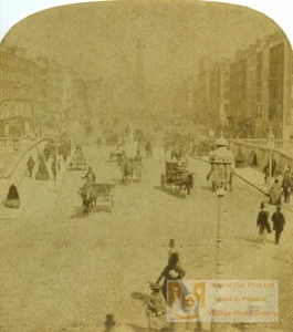 Irland Dublin belebte Straße altes Half-Stereo Foto 1865 - Bild 1 von 3