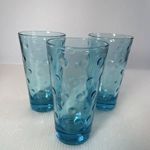 Set 3 bicchieri alti Hazel Atlas Capri Blue Dot - Foto 1 di 4