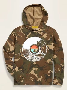 Old Navy Boys Camo Hooded Beach Vinyl Graphic Long Sleeve Tee Size XS (5) - Picture 1 of 1
