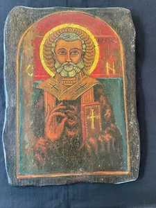 antique handpainted Russian ICON on wood. 12 x 16 inches - Picture 1 of 9
