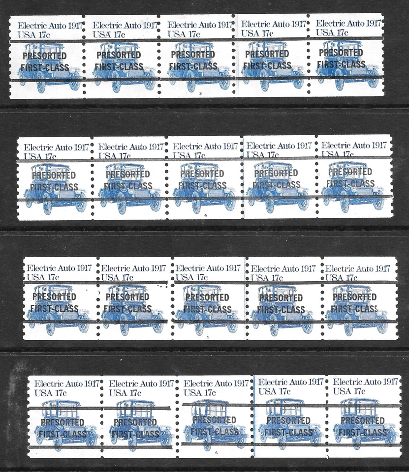 Scott # 1906a 17c Electric Auto PNC5s, Scarce "B" Types, QUALITY! Cat.-$155.00 - Image 1 of 1