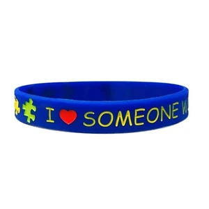 Autistic Awareness Love Wristband Autism Support ASD Aspergers Silicone Band - Picture 1 of 7