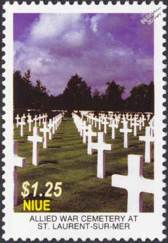 WWII D-DAY Normandy Memorial Allied War Cemetery at St Laurent-Sur-Mer Stamp Cover