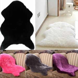 Super Soft Faux Sheepskin Chair Cover Seat Pad Warm Hairy Carpet Fluffy Rugs Mat - Imagen 1 de 21